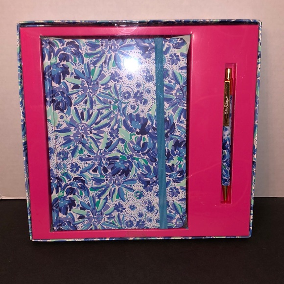 New Lilly Pulitzer notebook and pen set blue and gold - Picture 1 of 5